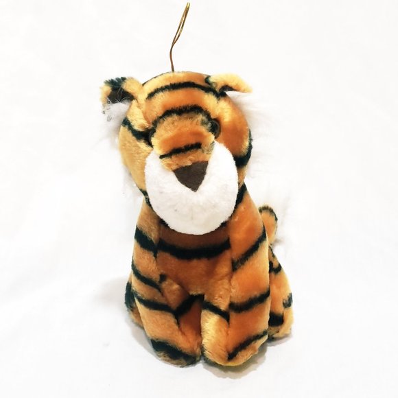 Tiger Sitting up Orange Black Plush Stuffed Animal Toy 7" Wild Cat - Picture 1 of 9